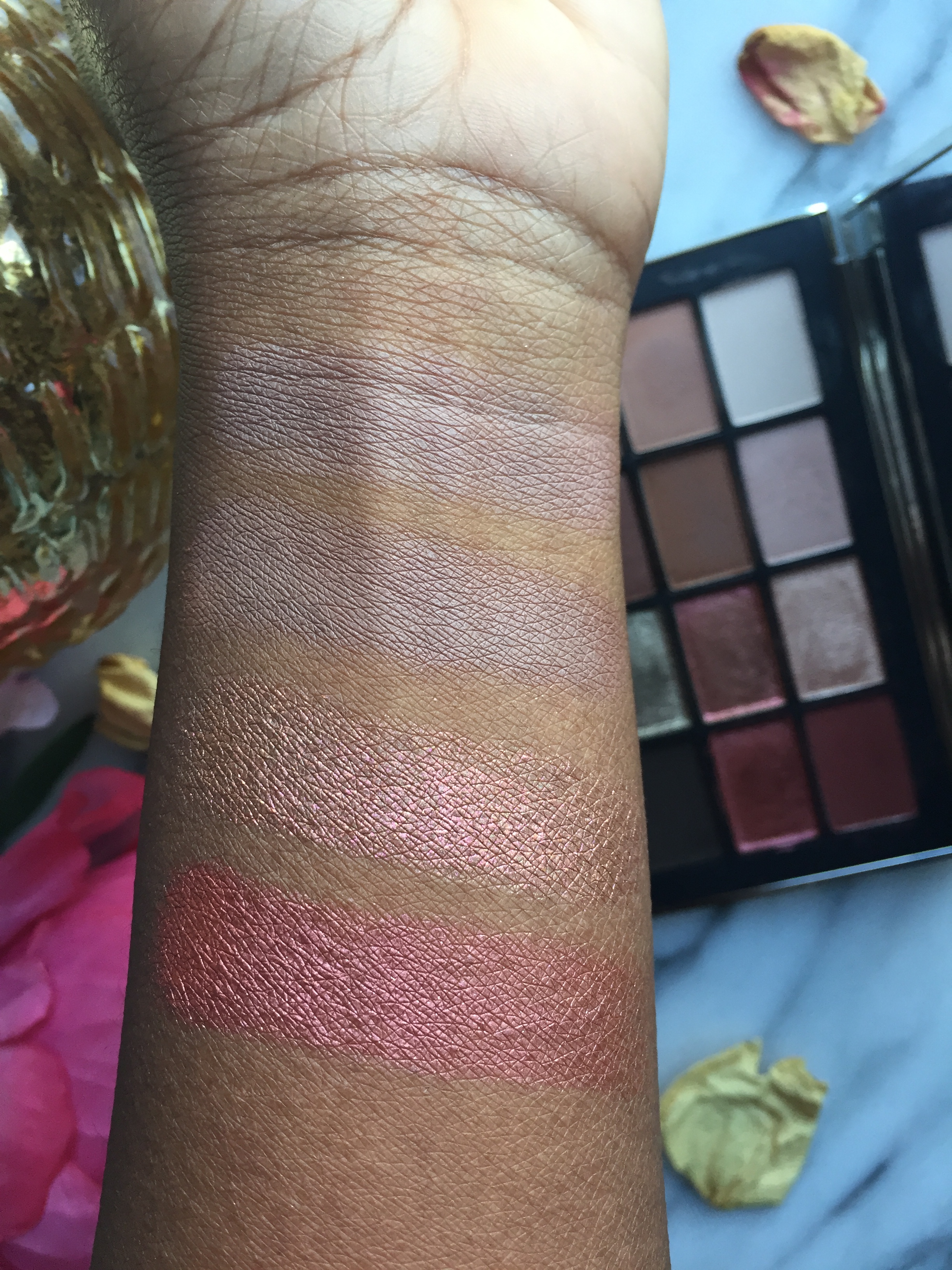 Brush Swatches W/ Primer L to R: Wicked Game, Mendoza, Shadow Hill, Seven Heaven