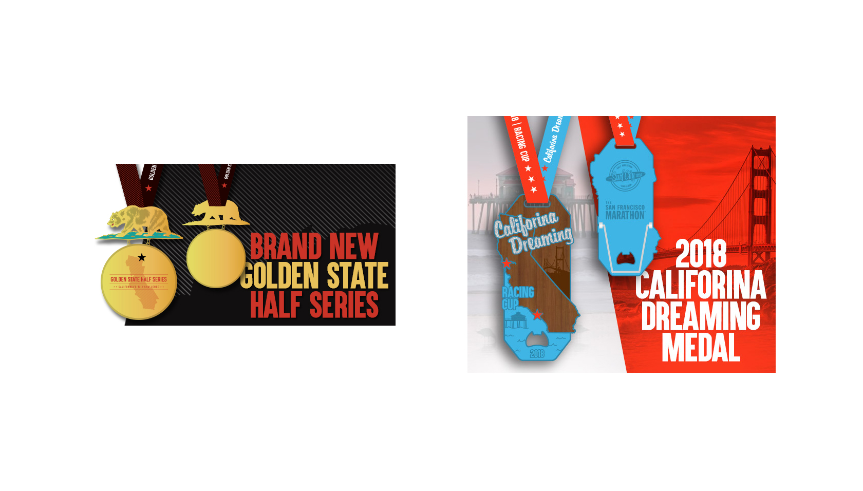 Golden State and California Dreaming Marathon Medal