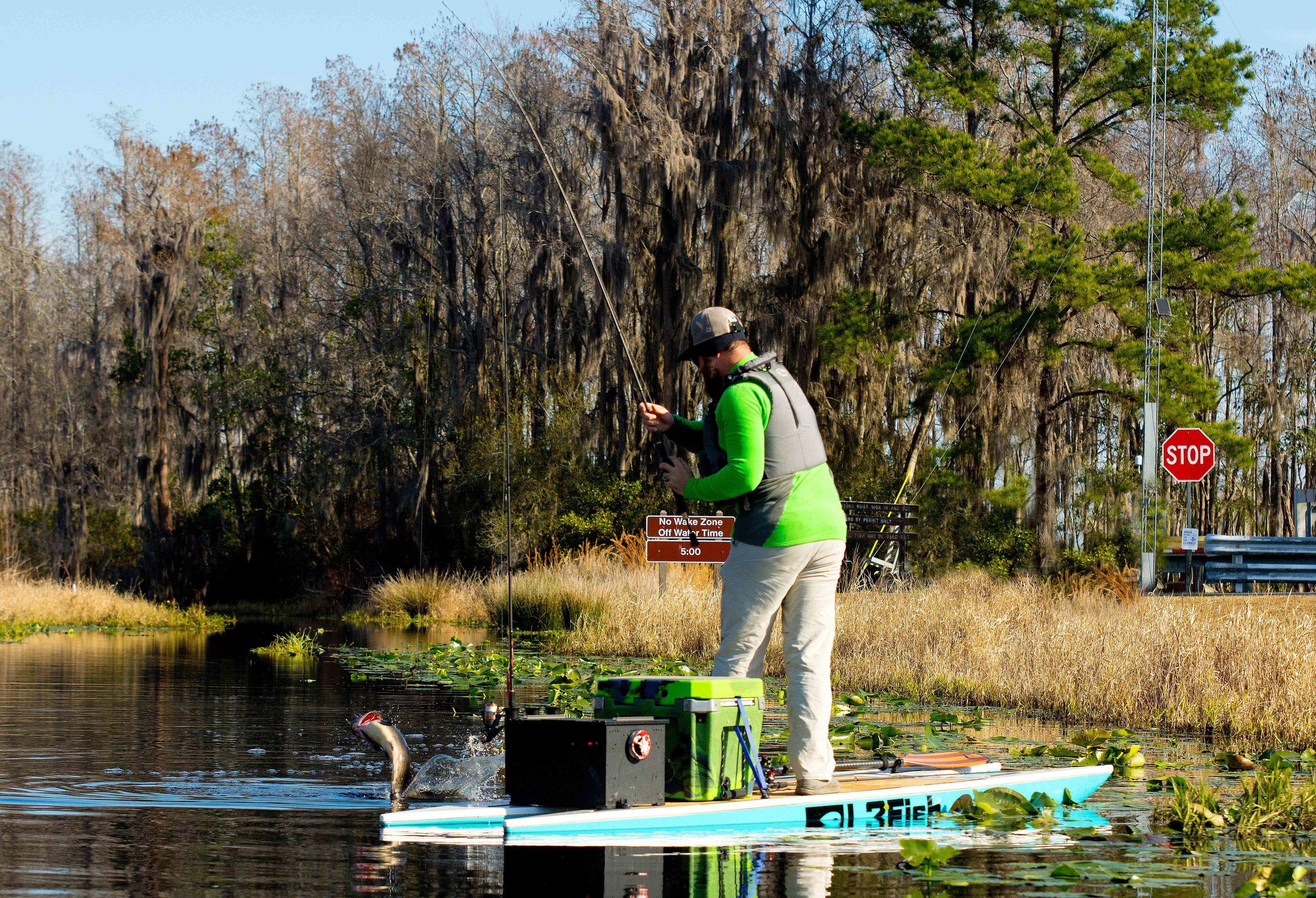 Jameson Redding doing some back country fishing off his paddle board