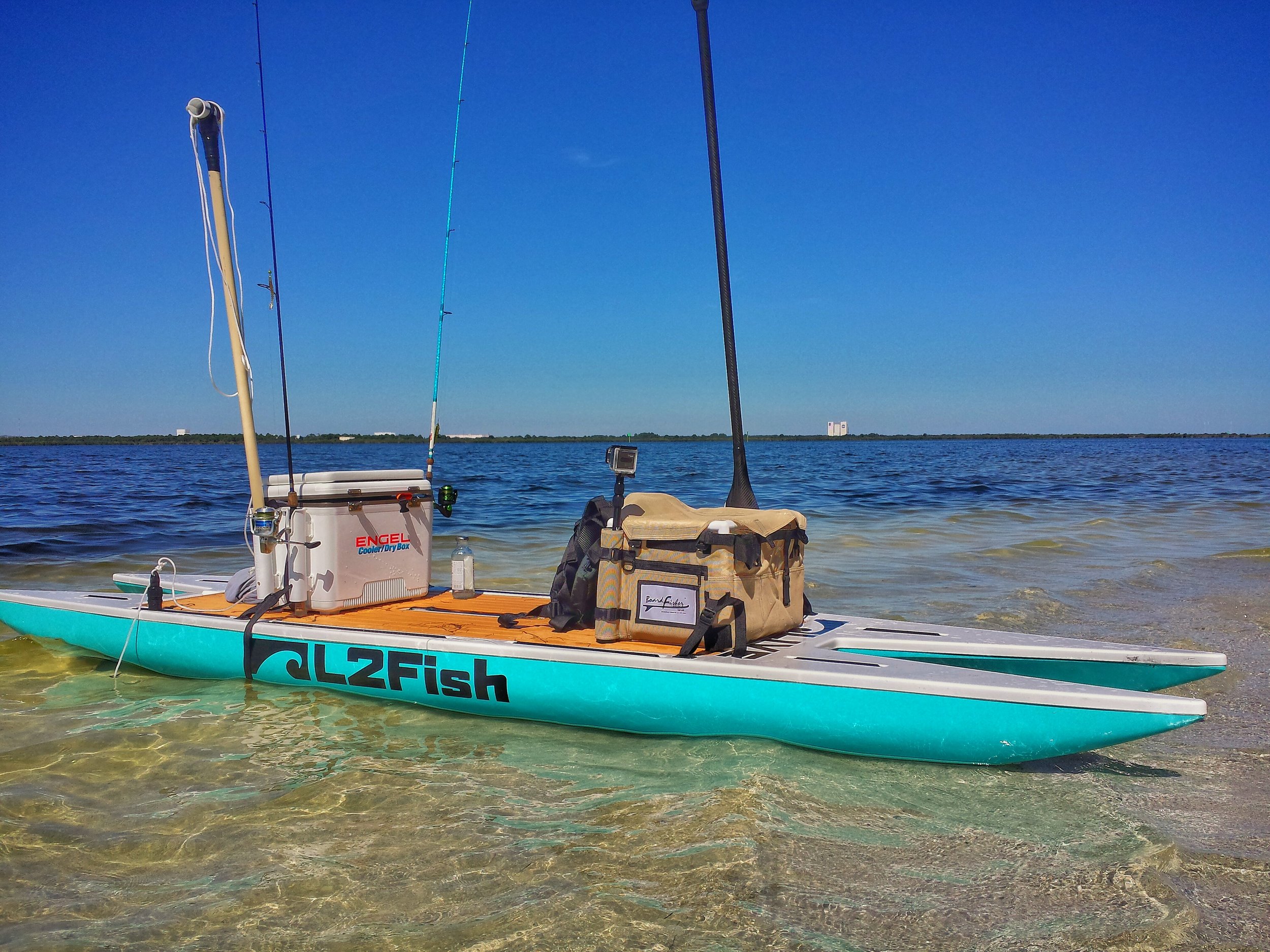 Russ Novak's prepped and ready to go for an afternoon of fishing on his L2Fish paddle board.