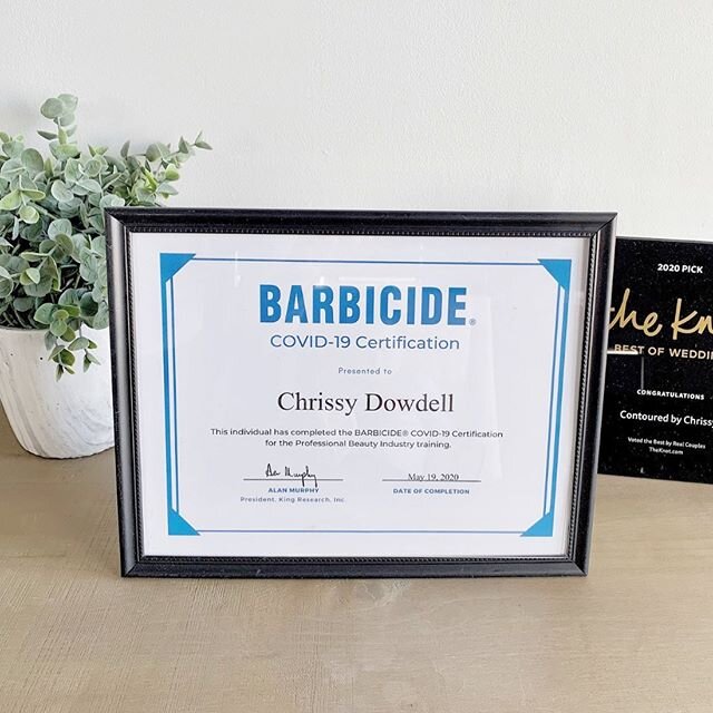 This is a tough time for everyone, especially for my clients and brides-to-be! Know that whenever your big day does get here, I am dedicated to making your experience as safe and enjoyable as possible, which is why I completed the COVID-19 Certificat