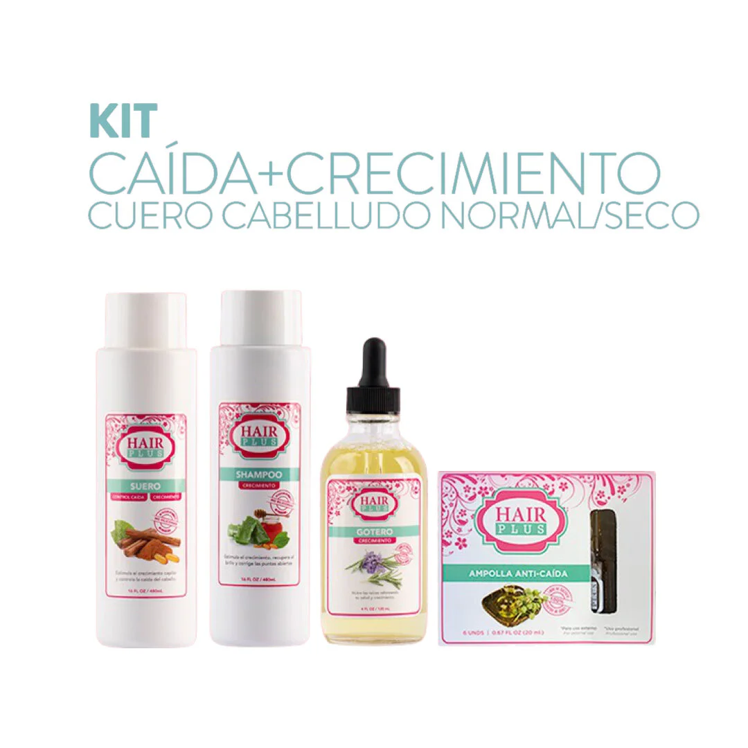 Shampoo 16oz - Suero 16oz - Gotero de Crecimiento - Ampolla Control Caída 6pcs