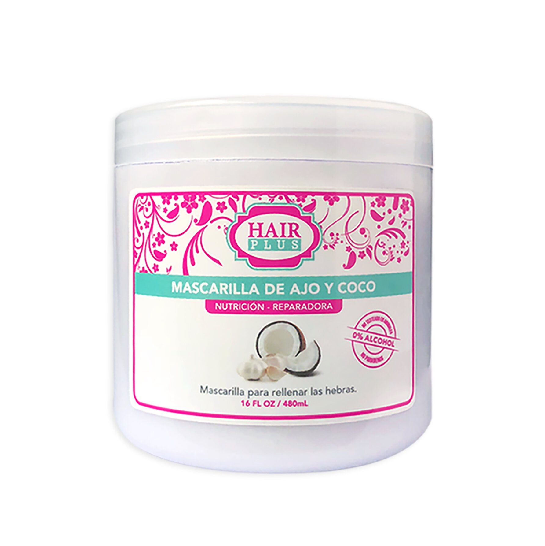 Shampoo 16oz Conditioner 16oz Jalea 20oz Aceite 8oz Mascarilla Ajo y Coco Leave