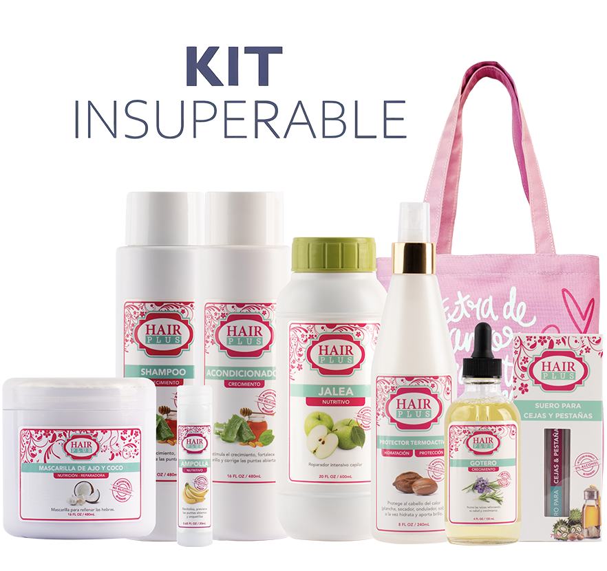 Shampoo 16oz - Conditioner 16oz - Jalea Penetre 20oz - Protector  Termoactivo - Gotero De Crecimiento - Mascarilla Ajo y Coco - Ampolla- Suero de Cejas pestañas  - bolso