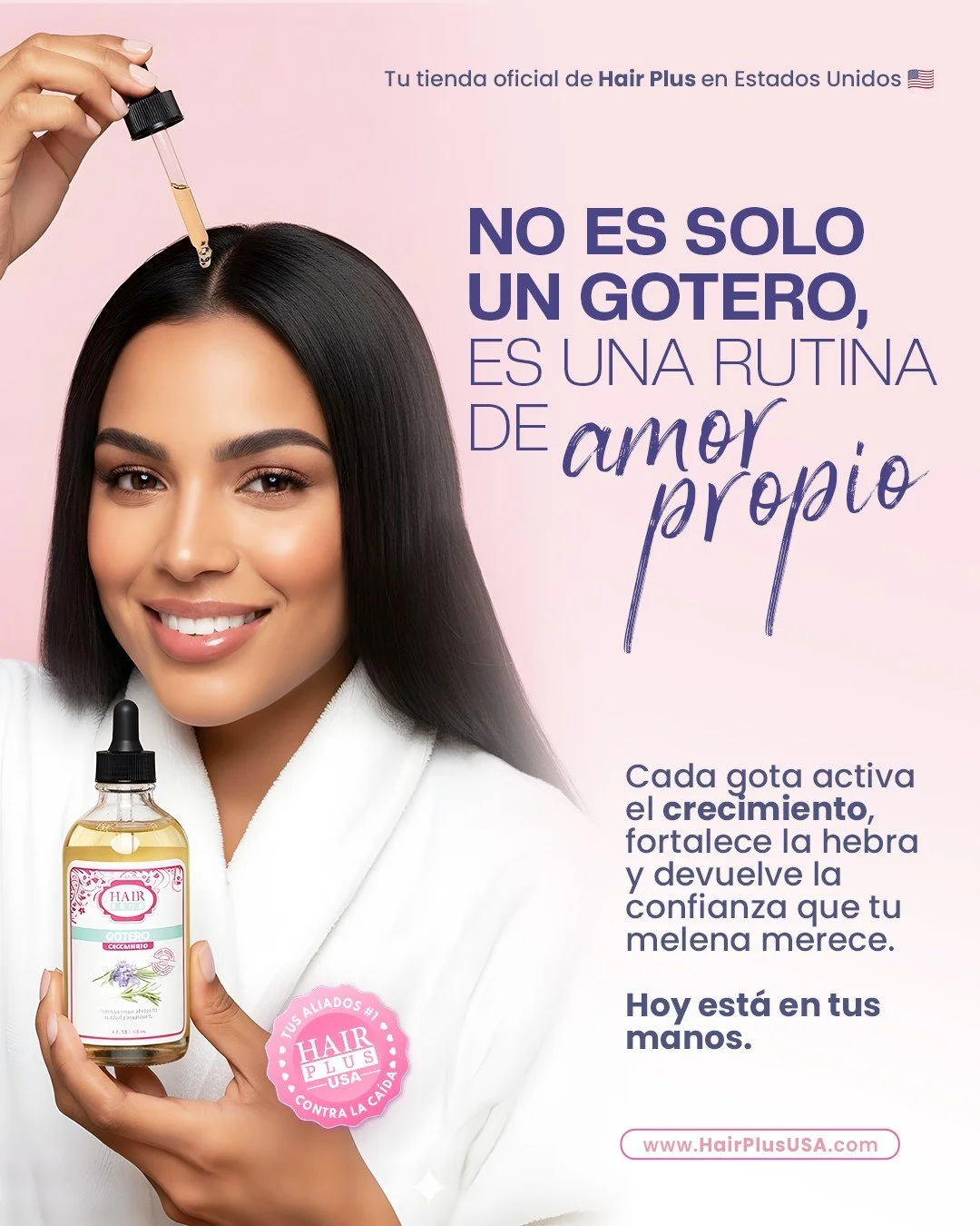Cada aplicaci&oacute;n es un recordatorio de que tu cabello merece cuidados reales, constancia y productos que s&iacute; cumplen lo que prometen 🌿

Nuestro Gotero Crecimiento Hair Plus activa el crecimiento desde la ra&iacute;z, fortalece la hebra y