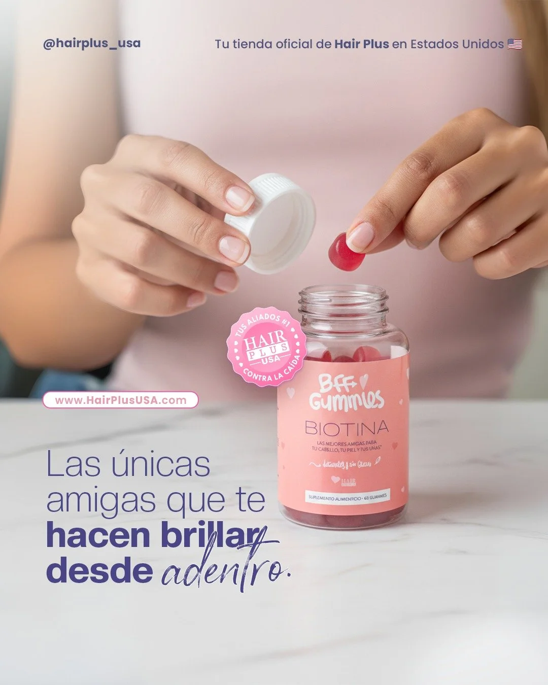 🍓 &iexcl;El secreto m&aacute;s delicioso para tu cabello, piel y u&ntilde;as est&aacute; de vuelta! 💖

Nuestras BFF Gummies son mucho m&aacute;s que un suplemento, son ese boost diario que te hace sentir bien desde adentro hacia afuera ✨

💇&zwj;♀️