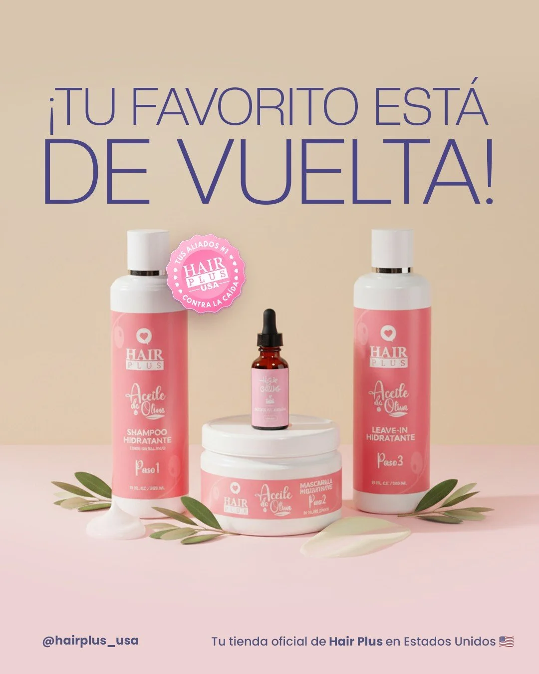 💖 &iexcl;Buenas noticias HairPlusLovers!

El Kit con Aceite de Oliva volvi&oacute; en una edici&oacute;n limitada. Perfecto para devolverle a tu melena toda la hidrataci&oacute;n, suavidad y brillo que merece 🌸

💧 Incluye:
Shampoo Hidratante
Masca