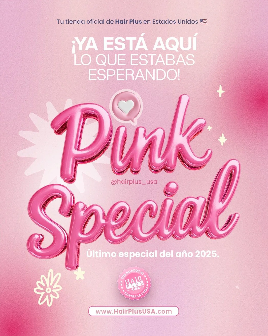 &iexcl;ALARMA DE BELLEZA! 🚨 El Pink Special empieza HOY 🚨

Hair Plus Lovers 💗 este no es un simulacro.

🛒 35% OFF en la mayor&iacute;a de la tienda.
🍬 25% OFF en BFF Gummies, Aceite Vegetal y accesorios.

✅ 3 RAZONES PARA COMPRAR AHORA:
Reponer:
