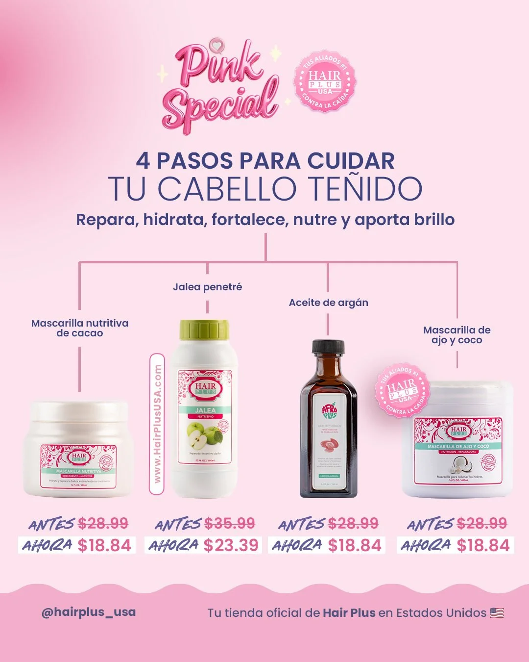 ✨ &iquest;Tu cabello te&ntilde;ido necesita amor extra?
Aqu&iacute; tienes los 4 pasos esenciales para repararlo, hidratarlo, fortalecerlo y devolverle el brillo que perdiste 💕

Perfectos para cabello te&ntilde;ido, procesado o reseco ✨

Durante el 