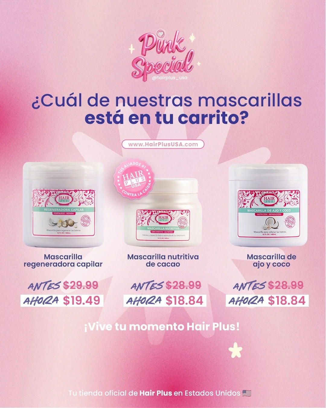 ✨ &iquest;Cu&aacute;l mascarilla est&aacute; en tu carrito?
Si tu cabello est&aacute; pidiendo nutrici&oacute;n, brillo o reparaci&oacute;n&hellip; este es el momento perfecto para consentirlo 💕

Durante el Pink Special, nuestras mascarillas favorit
