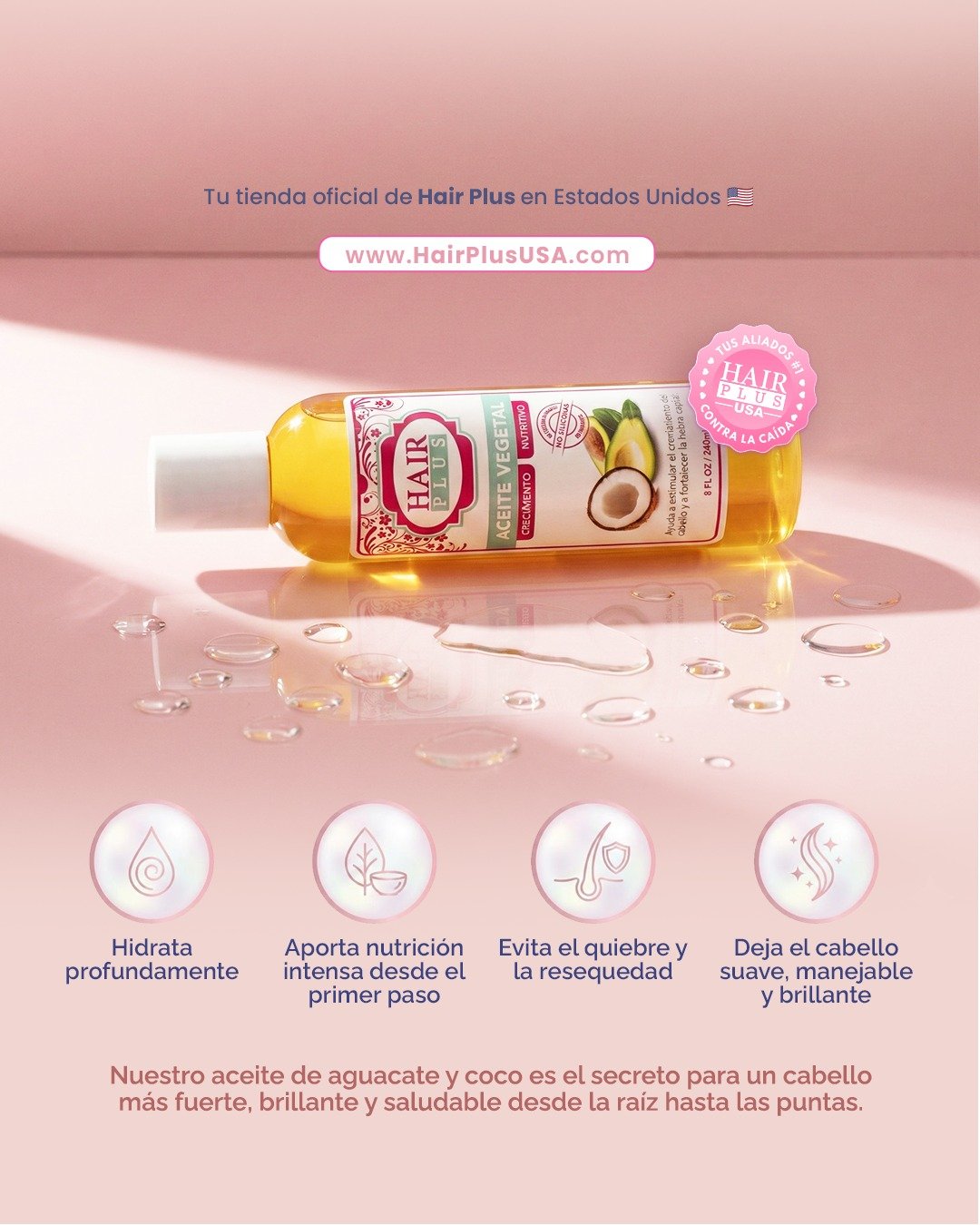 Este elixir natural hidrata profundamente, repara el da&ntilde;o y deja tu melena con un brillo espectacular.

Ideal para usar como tratamiento prelavado o como toque final para sellar la hidrataci&oacute;n.

&iquest;Lista para enamorarte de tu cabel