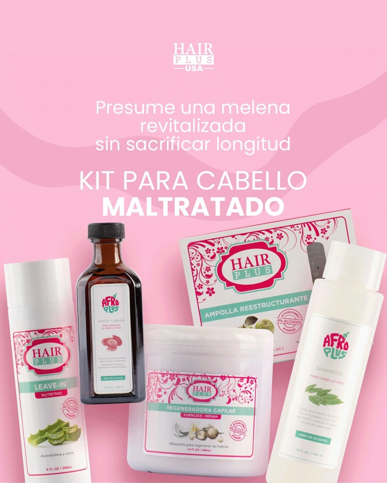 💖 Tu cabello merece una segunda oportunidad. El Kit para Cabello Maltratado de Hair Plus est&aacute; dise&ntilde;ado para devolverle vida a tu melena sin sacrificar lo que m&aacute;s amas: tu longitud 🌸

Con f&oacute;rmulas que reparan, nutren y fo