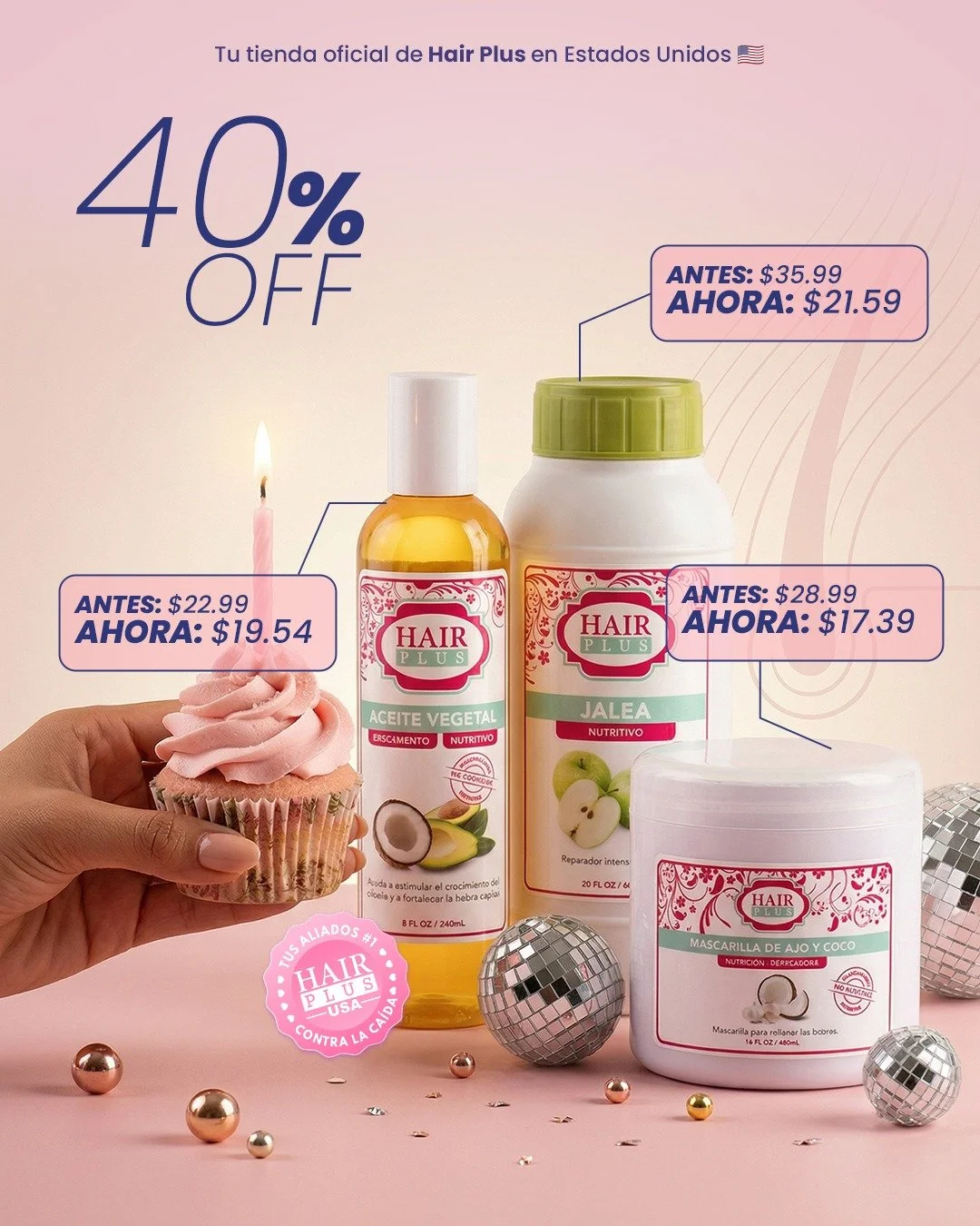 &Uacute;ltimas horas para aprovecharlo y tu cabello lo sabe 💗

Nuestro especial de aniversario con 40% OFF termina ma&ntilde;ana 16 de abril y es la oportunidad perfecta para empezar (o mejorar) tu rutina capilar con resultados reales.

Si buscas:
✨