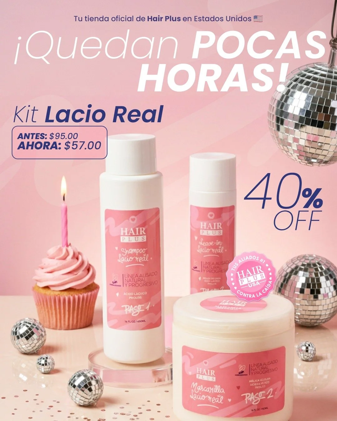 Hoy es el &uacute;ltimo d&iacute;a y despu&eacute;s no hay vuelta atr&aacute;s 👀 El 40% OFF de aniversario termina HOY y es tu oportunidad para darle a tu cabello ese cambio que vienes postergando:

✨ alisado natural
✨ cabello m&aacute;s suave y man