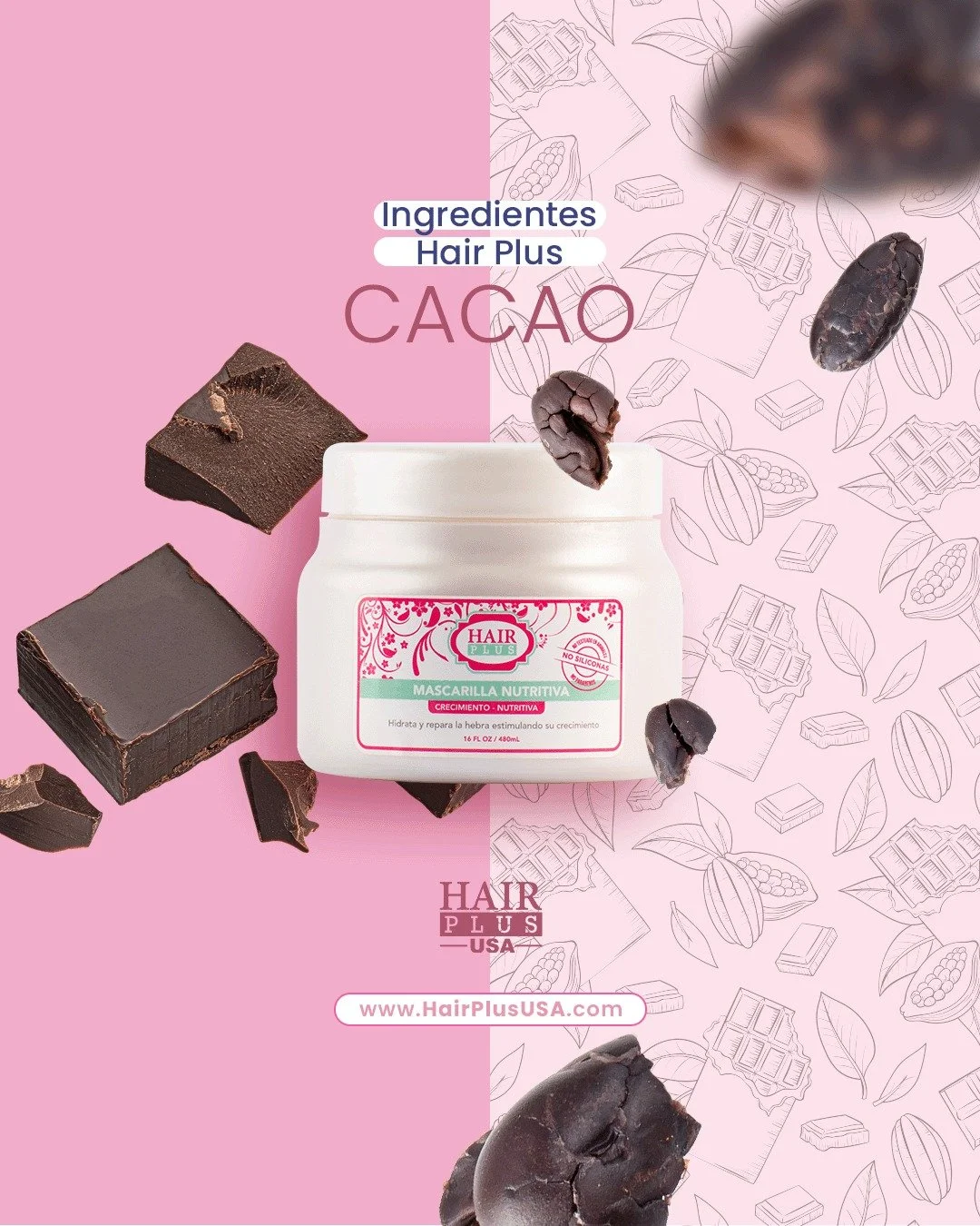✨ El secreto m&aacute;s delicioso de tu rutina capilar: &iexcl;CACAO! ✨

La mascarilla nutritiva de Hair Plus est&aacute; cargada con el poder del cacao para hidratar, reparar y darle vida a tu melena 🍫💆&zwj;♀️

Porque tu cabello tambi&eacute;n mer