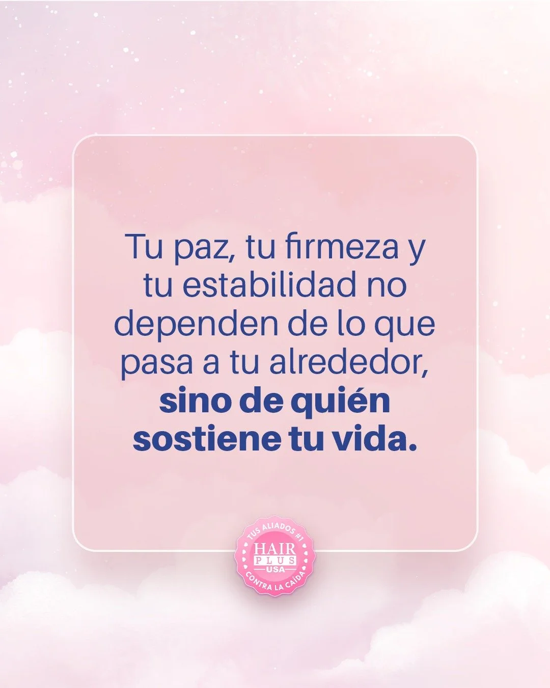 Tu paz no depende de lo que pasa afuera,
depende de qui&eacute;n sostiene tu vida por dentro.
Cuando Dios es tu base, nada puede derrumbarte. 🕊️