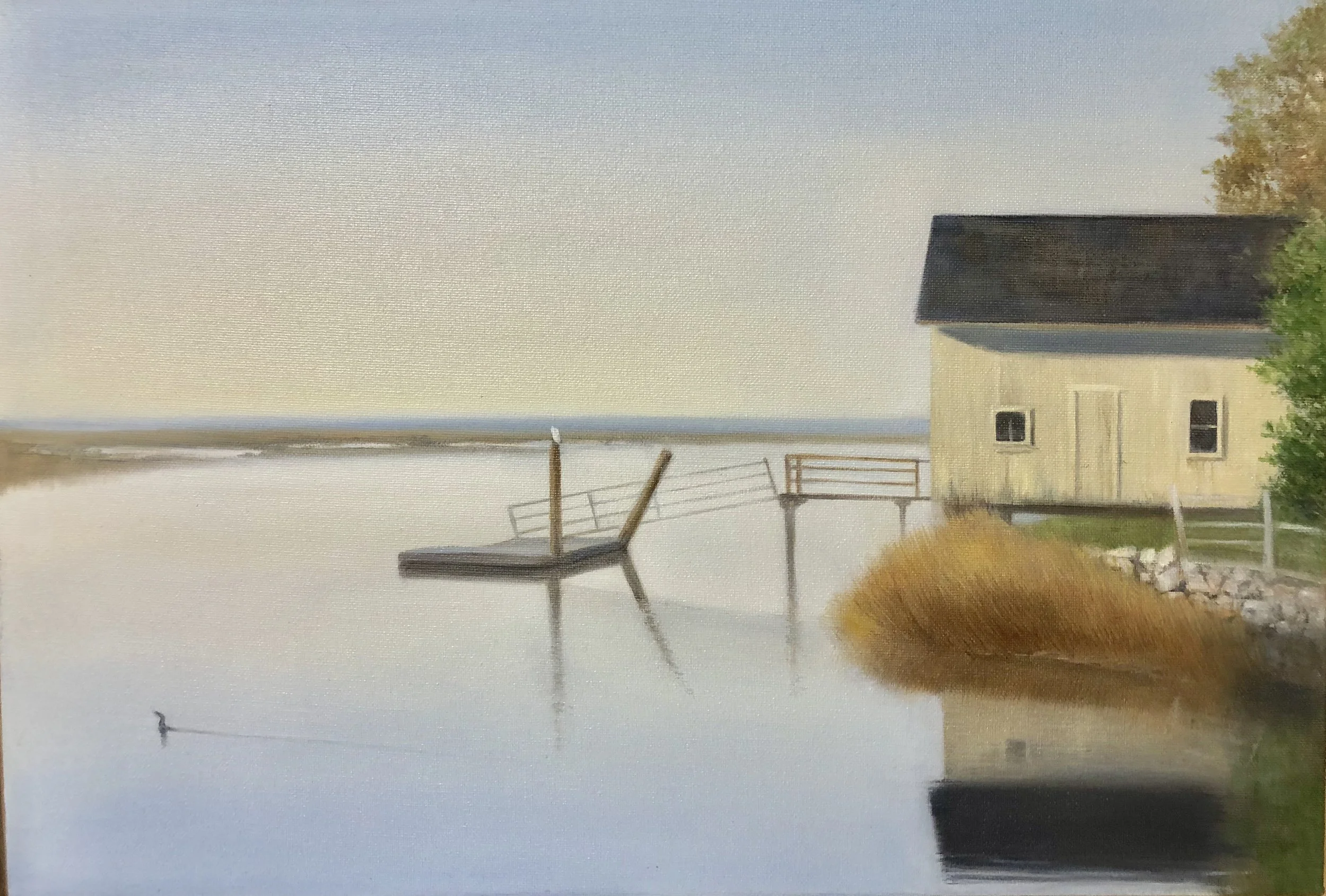 Boathouse, oil on linen, 11x16"