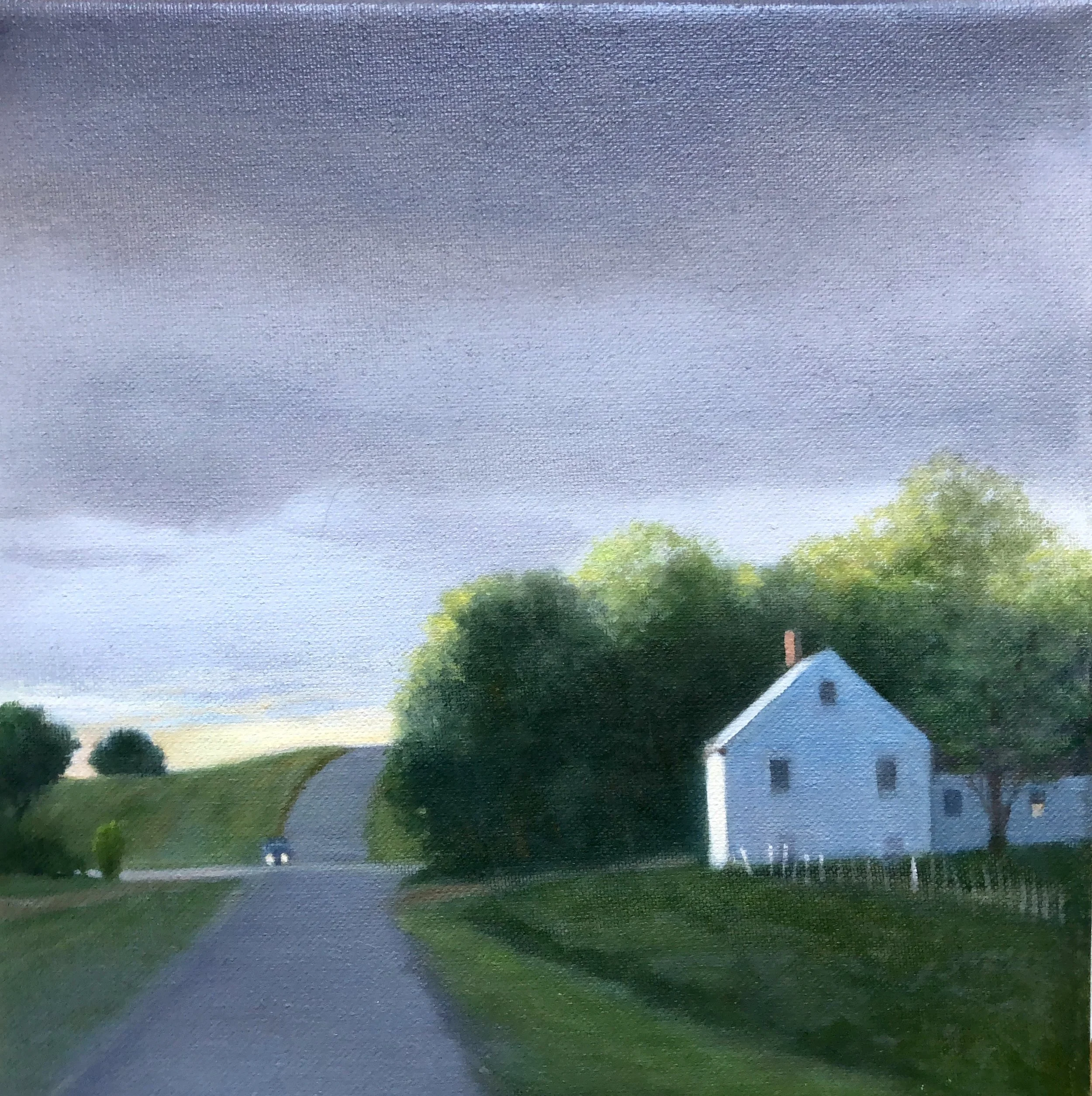 Over the Hill, oil on canvas, 9x9"