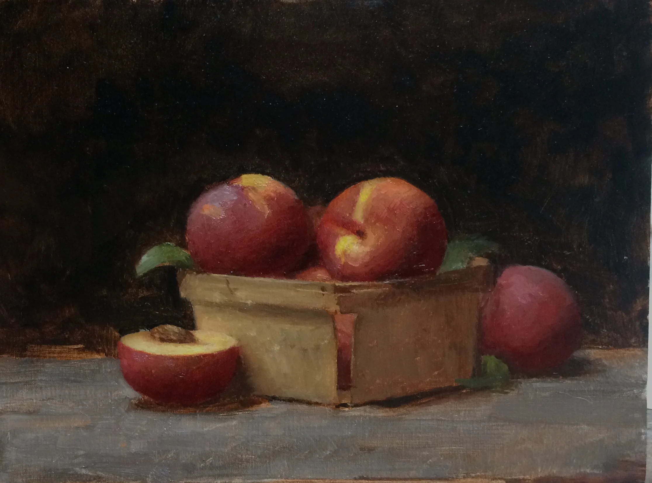 Peaches, oil on linen, 9x12"