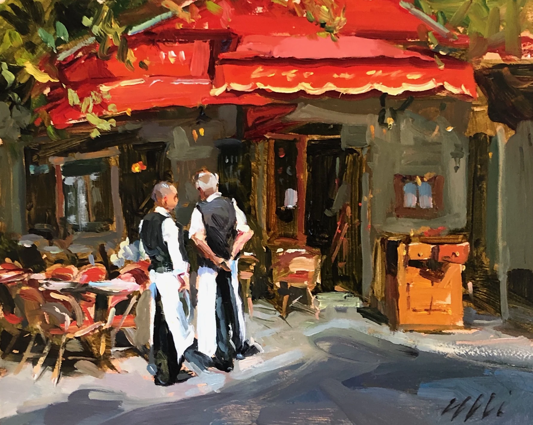 French Cafe, oil on panel, 8x10", $1200