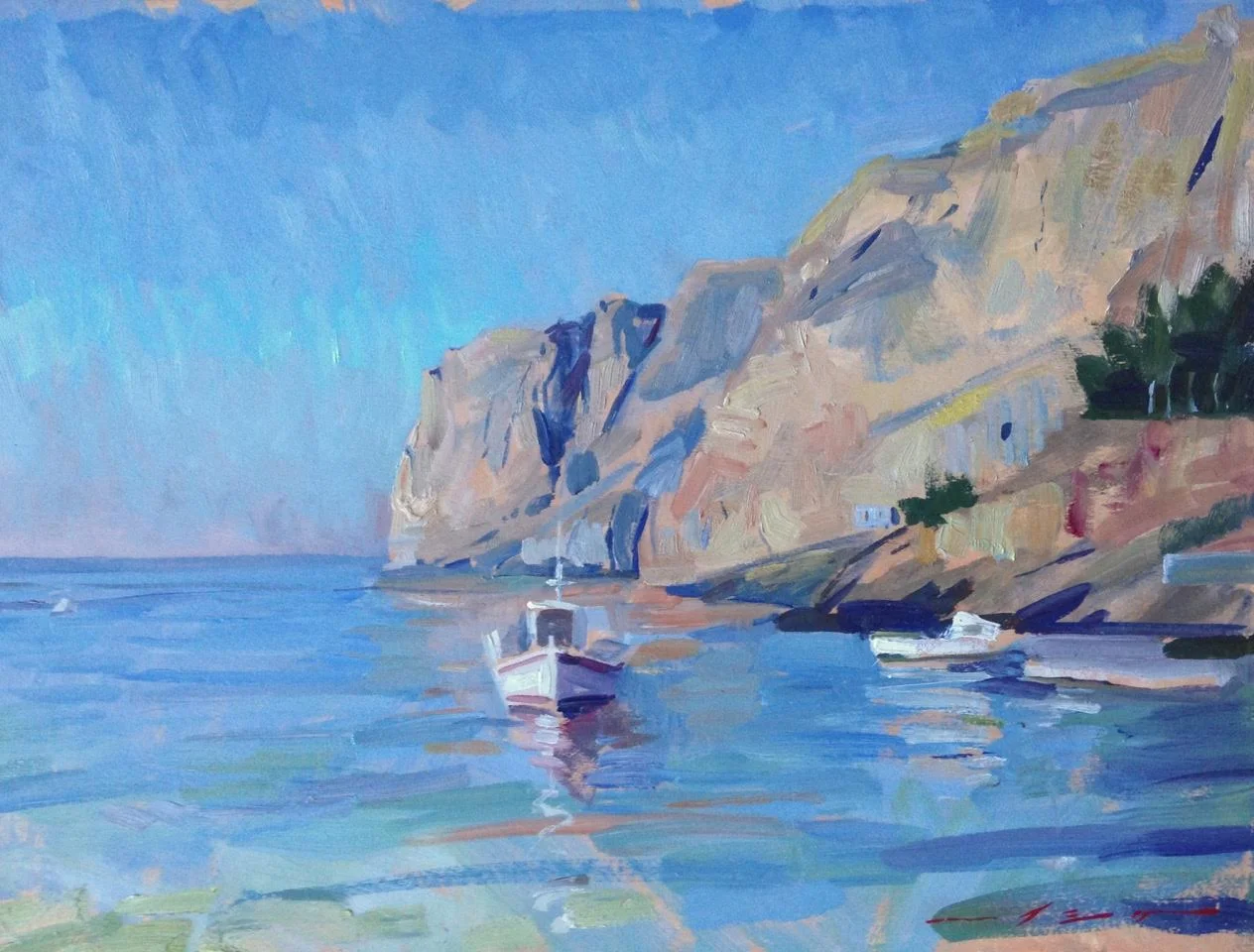 Gerolimenas Cliffs, oil on panel, 12x16", $2400