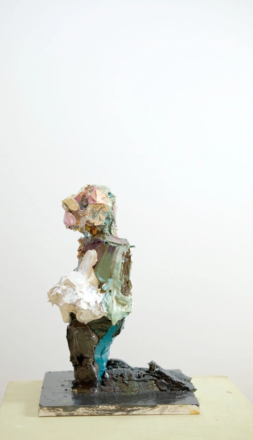 untitled figure, oil with plaster and wire structure, 9”x4”x5”, 2017