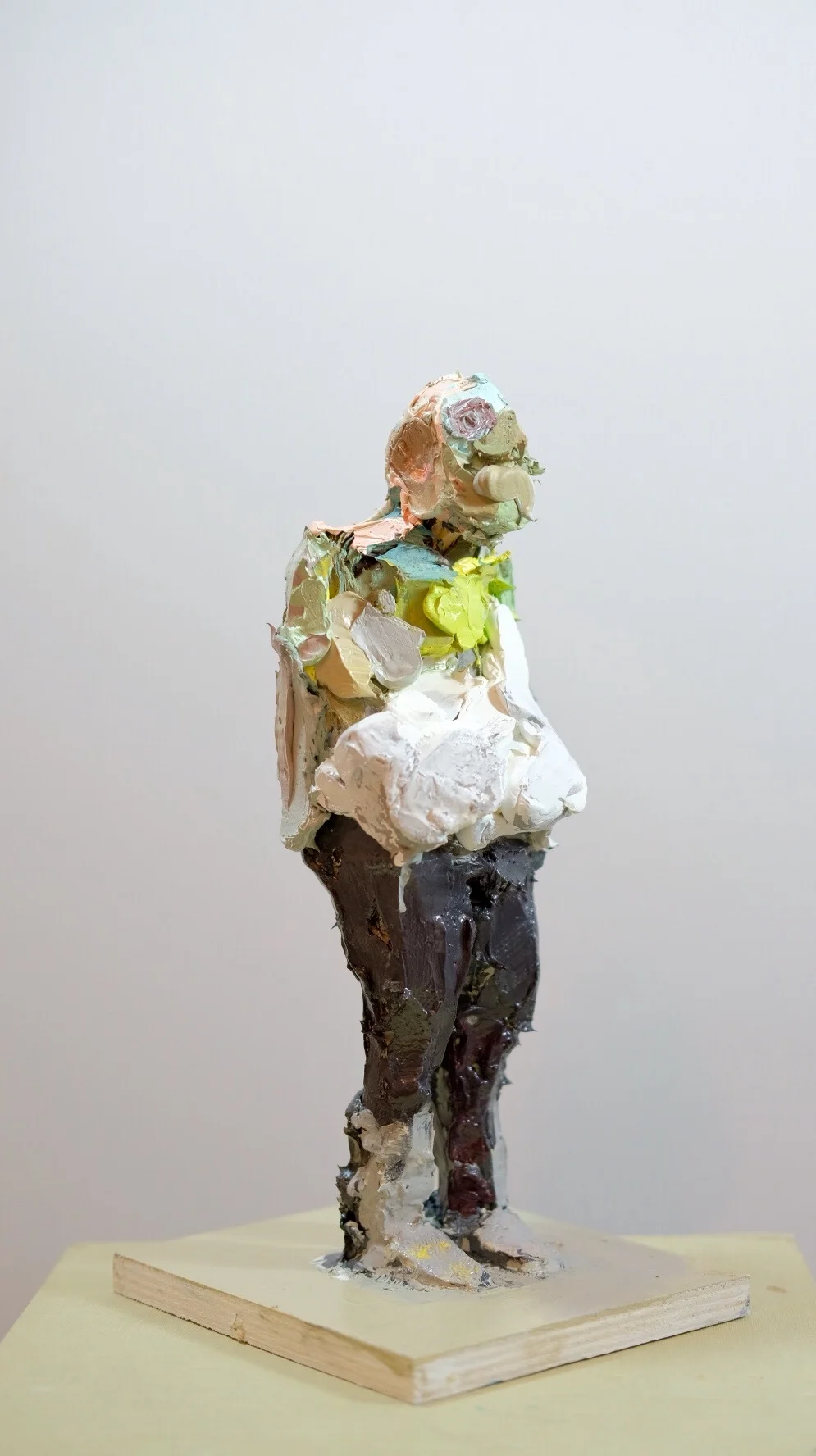untitled figure, oil with plaster and wire structure, 11”x4”x5”, 2017