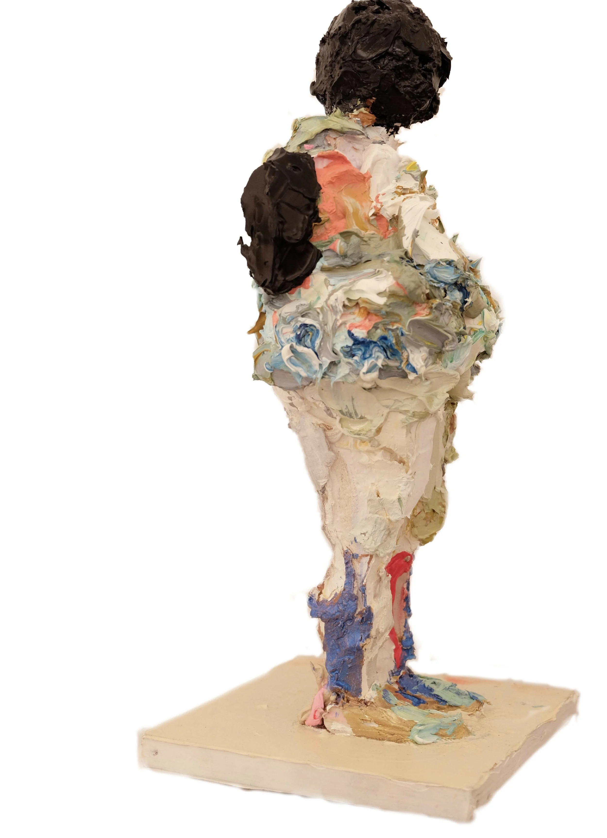 untitled figure, oil with plaster and wire structure, 11”x4”x5”, 2018