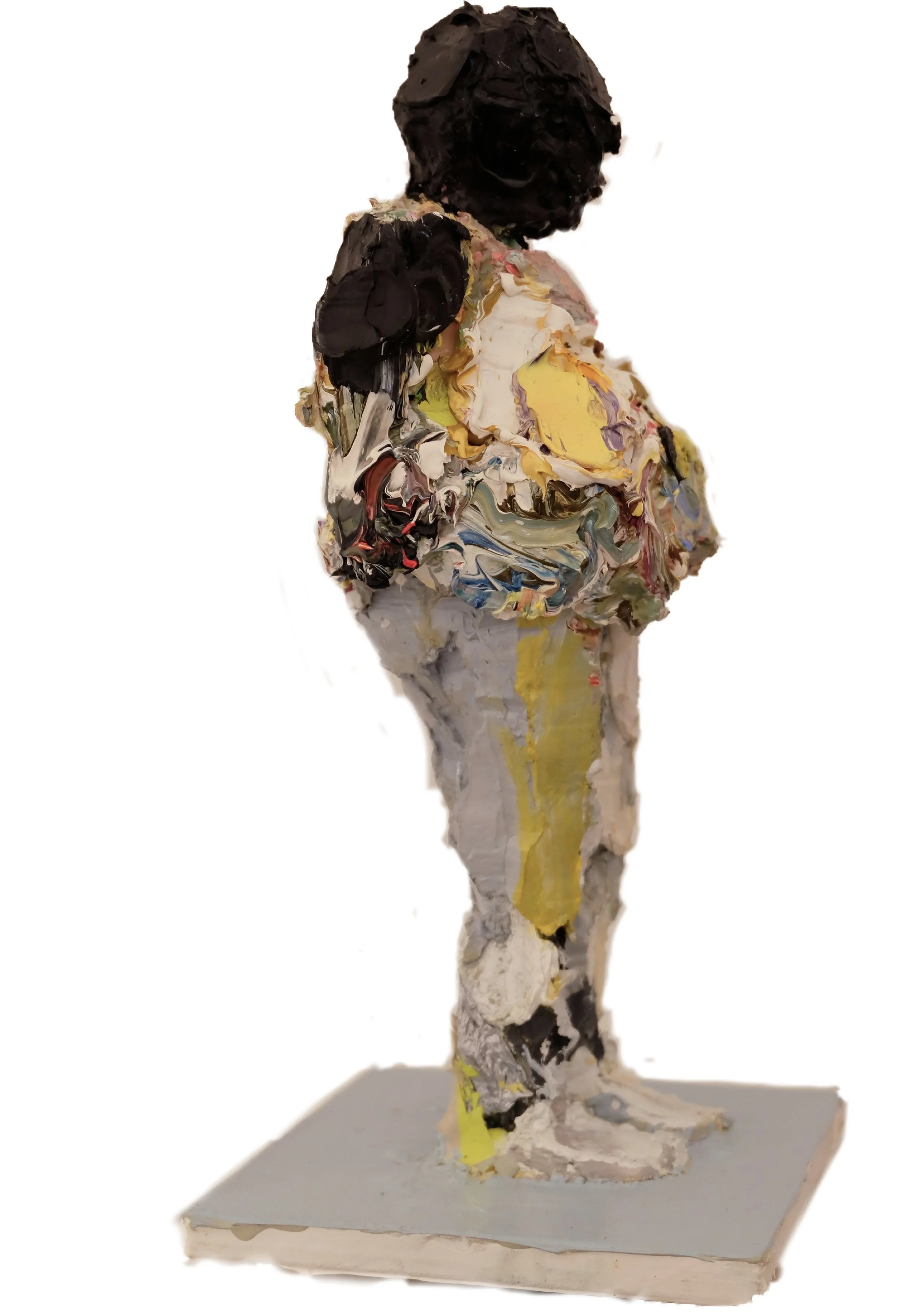 untitled figure, oil with plaster and wire structure, 11”x4”x5”, 2018