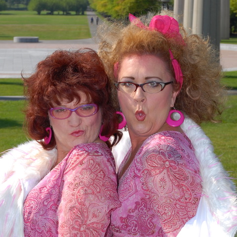 Emcees Brenda Kay and Sheri Lynn of The NashTrash Tour ( The Pink Bus)