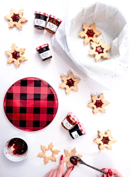 Peek a boo jam filled shortbread snowflakes