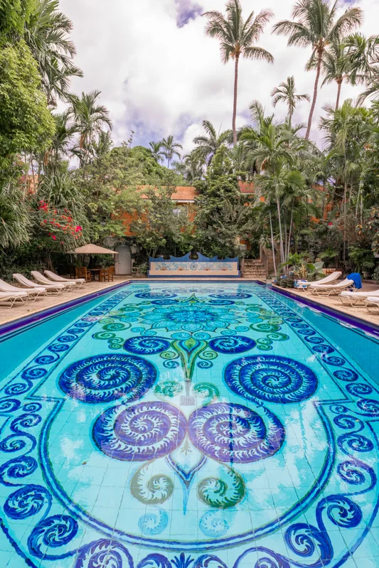 The gorgeous mosaic pool at Graycliff Hotel in Nassau