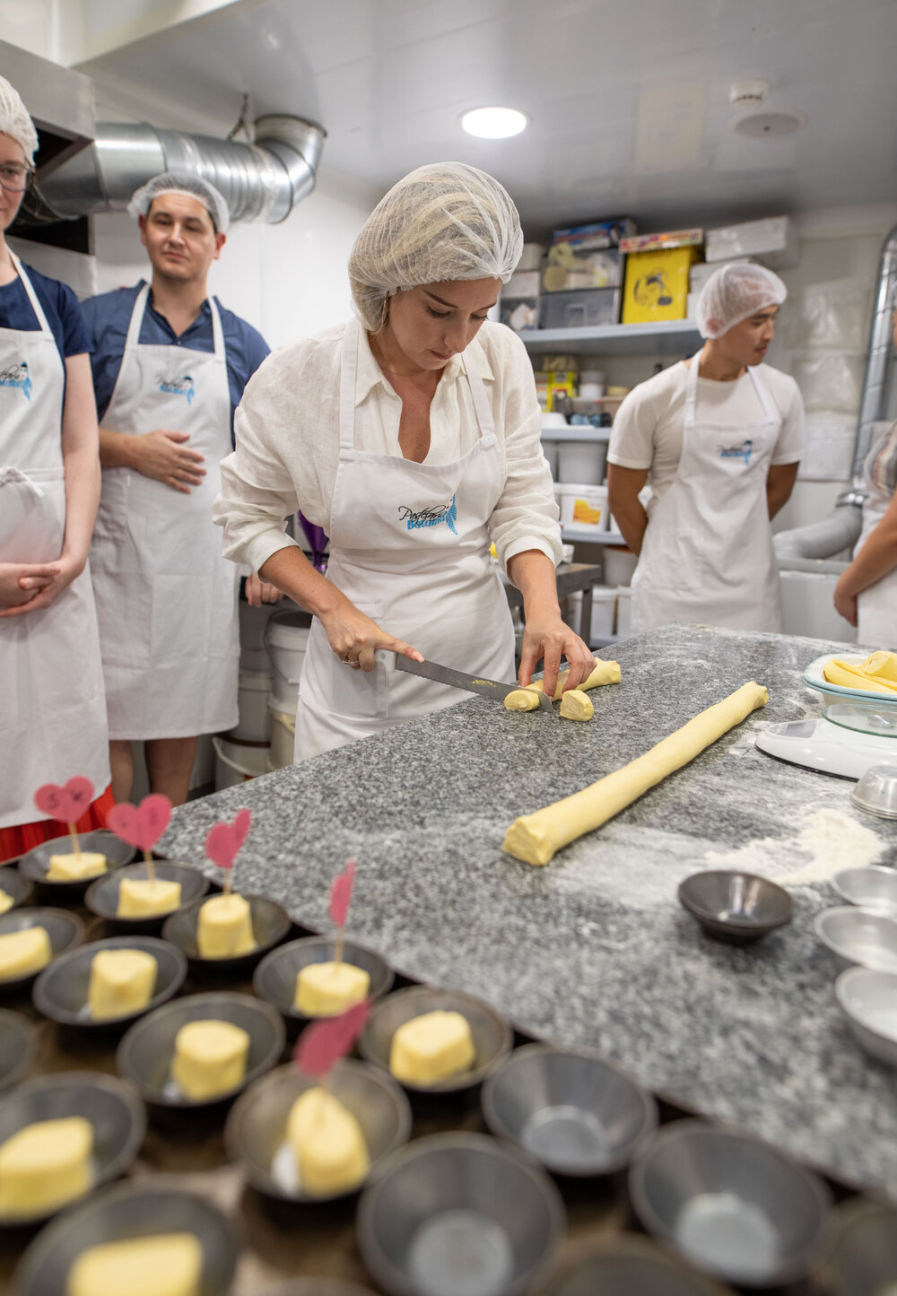 Me Cutting the dough, learning to make Pastel De Nata