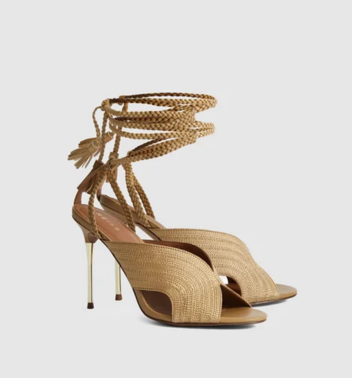 REISS - Minerva Gold Braided Ankle Strap Sandles