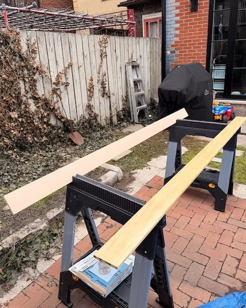 Secret Linen Closet with Custom Mirror DIY - Staining the frame