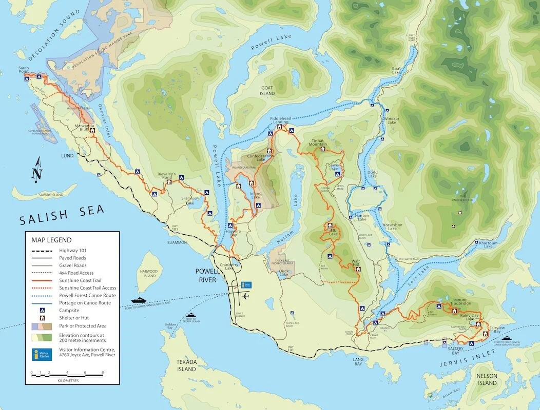The Sunshine Coast Trail Map - Click to be redirected to more detailed/larger map