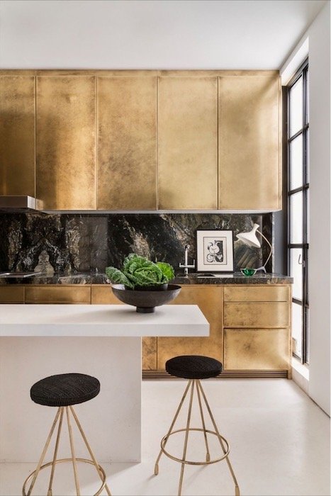 Interior design trends 2022 - Statement walls and metallic brass cabinetry.JPG