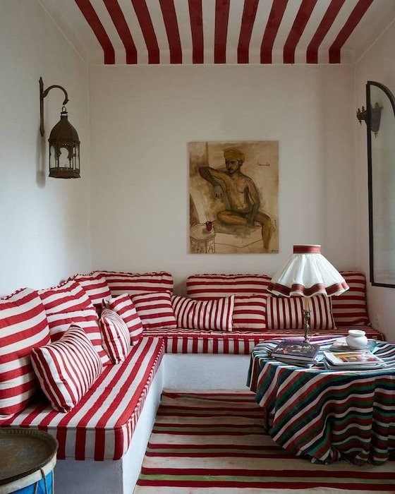 Home Decore Trends 2022 - Bold Stripes - red striped cushions.JPG