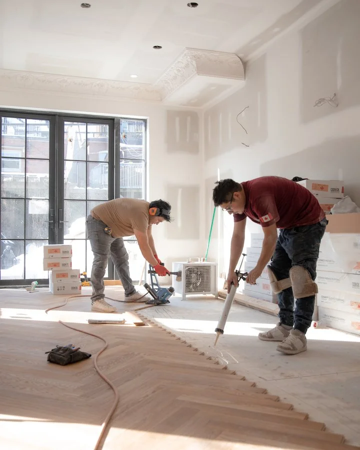 home renovations in Toronto - install herringbone flooring with brass inlay from chestnut flooring-3.jpg