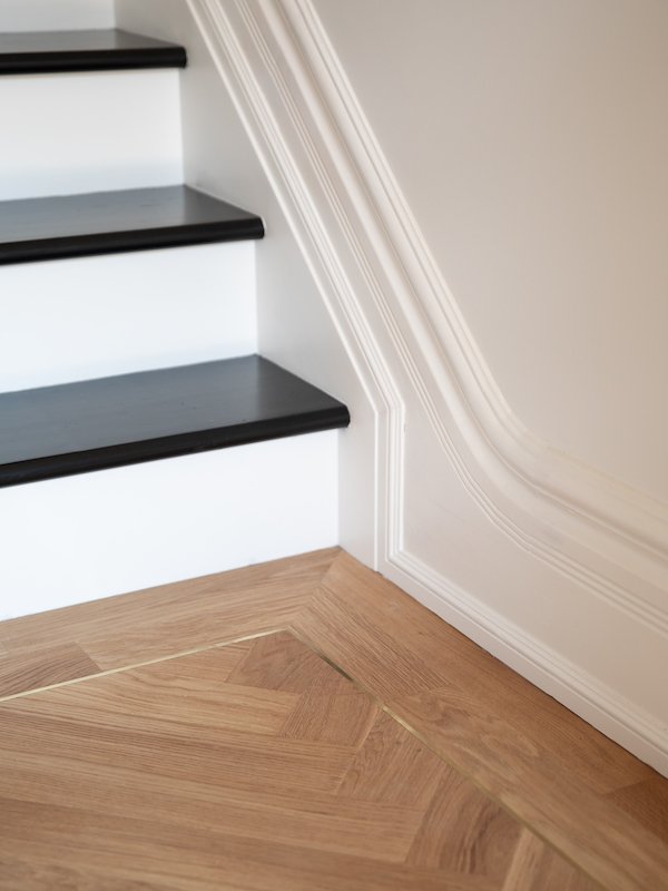 home renovations in toronto - custom staircase with herringbone flooring and brass inlay-3.jpg