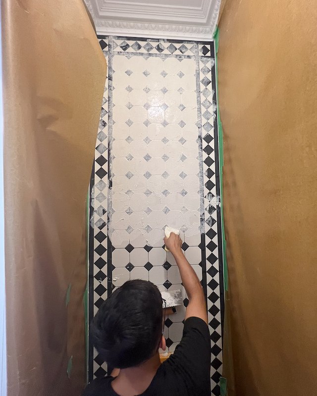 Toronto home renovation - victorian style house - winckelman tiles - victorian mosaic tiles with Border design - bathroom renovations in toronto - powder room ideas-3.jpg