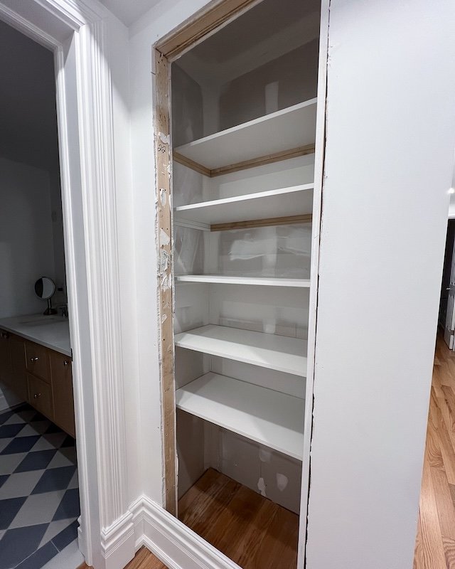 Linen Closet After Sheves Were Installed 