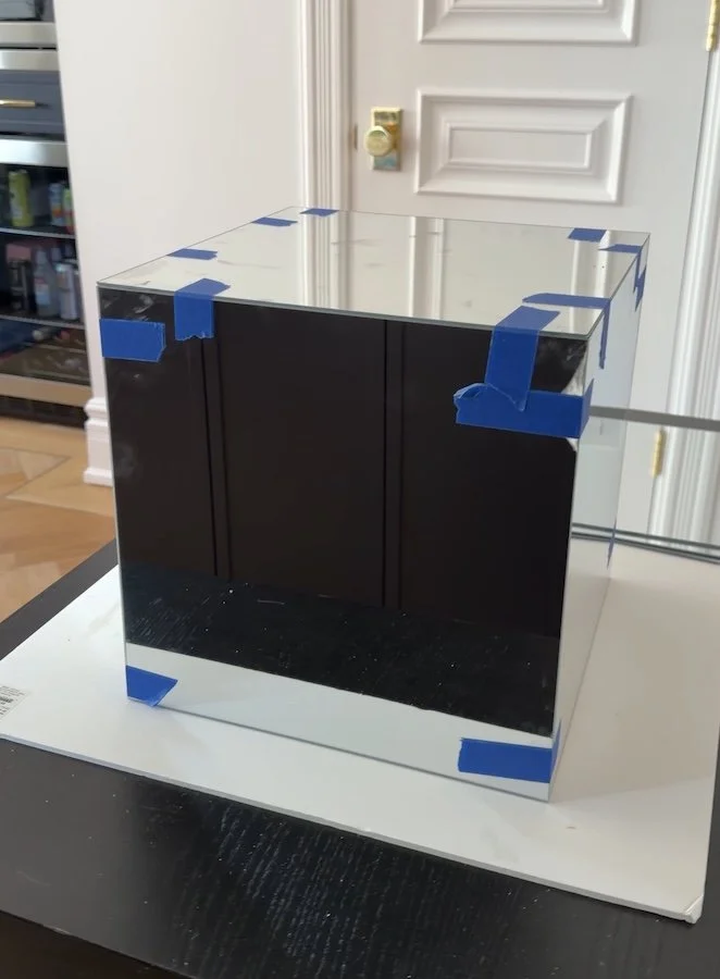 Trendy DIY Side table - ikea mirror hack - mirrored nightstand DIY - right side up.jpg