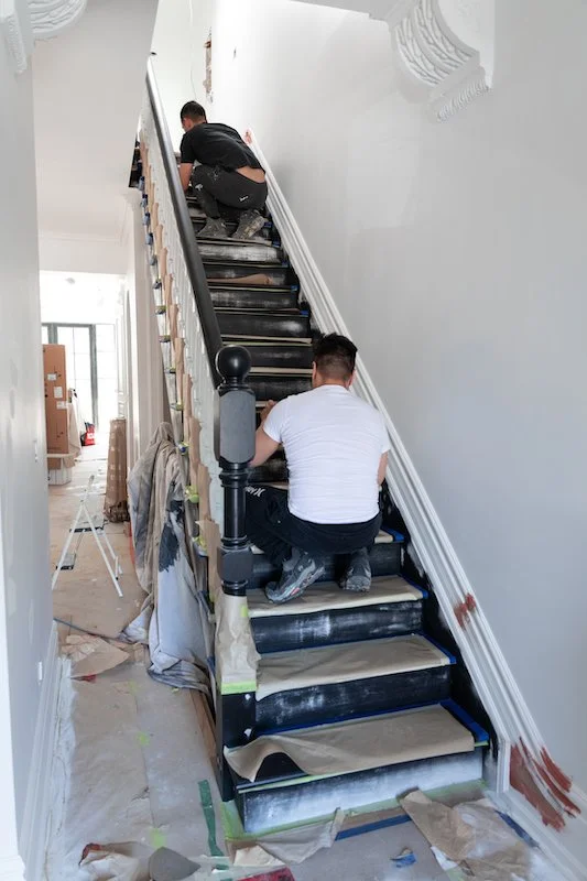 Toronto Home renovations - victorian style home - custom staircase - spray gun painting