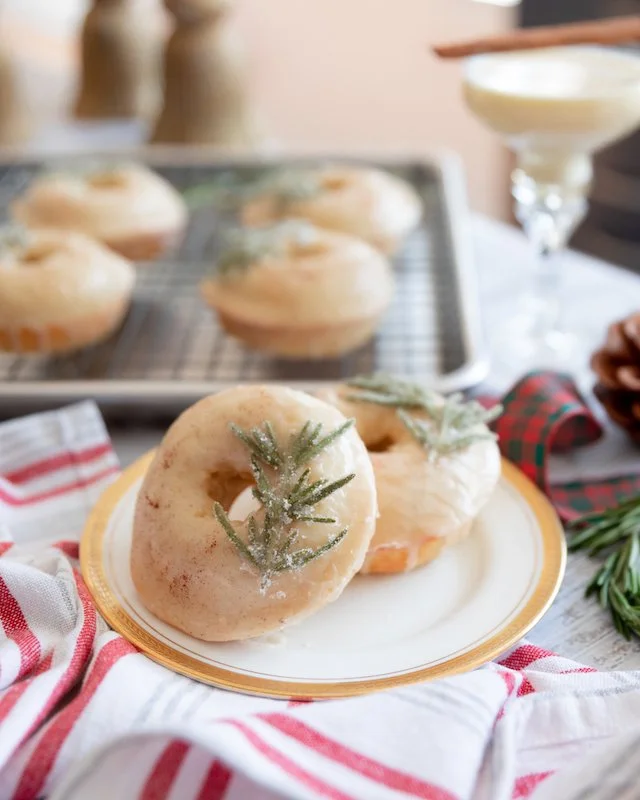 Eggnog Glazed Baked Doughnuts - A Christmas Dessert