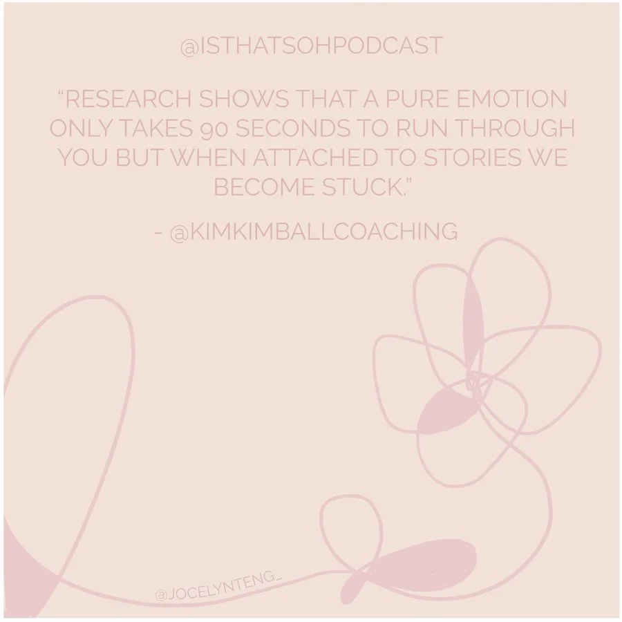 research shows that pure emotion only takes 90 second to run through you but when attached to stories we become stuck