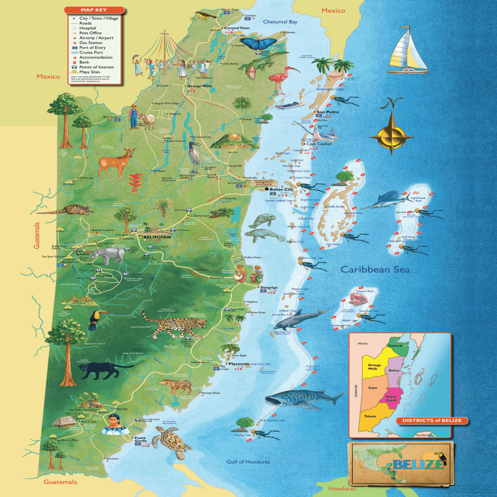 Belize Map - Map of Belize Attractions