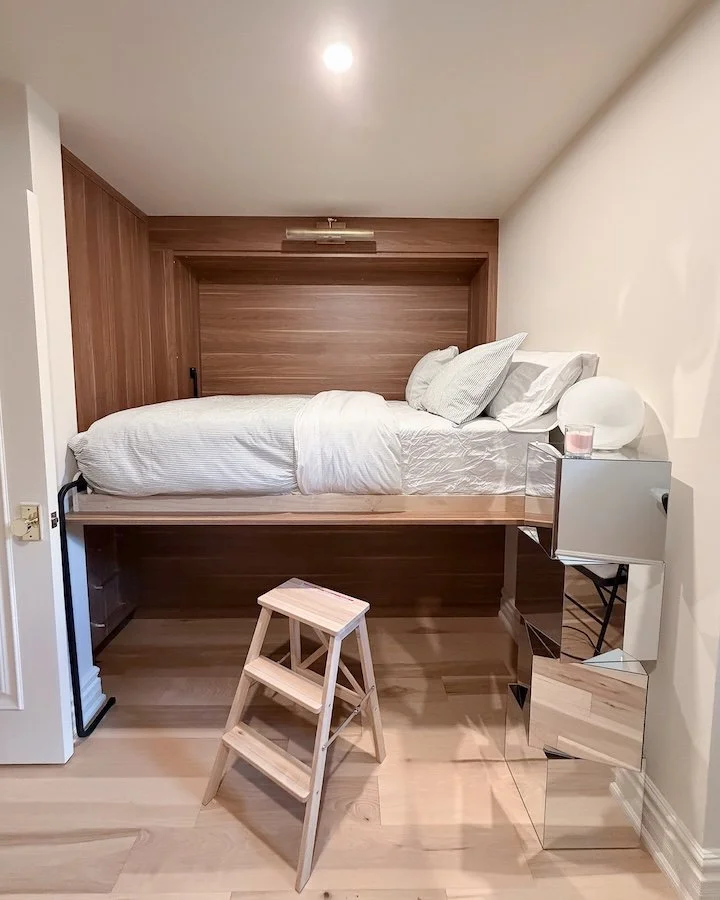 Murphy Bed Styling Ideas and Ikea Mirror cube hack - mirrored nightstand DIY-2.jpg
