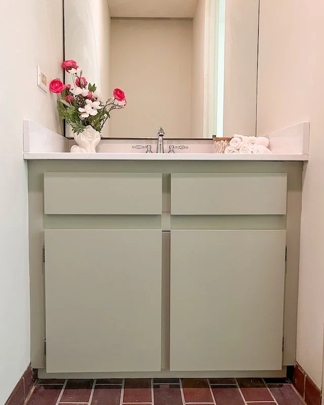 Home DIY Projects - Bathroom Makeover DIY - painting melamine