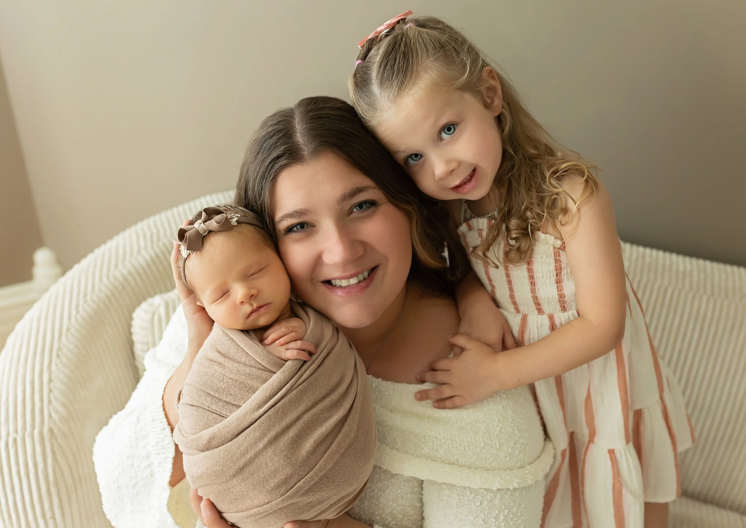 Mother and Daughters Newborn Photography